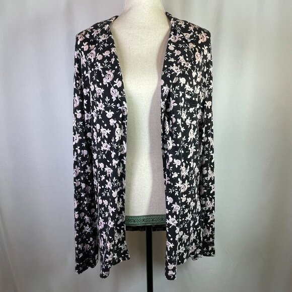 Cosabella Top Pink Black Floral Collared Button Down Long Sleeves Size L - Picture 5 of 13